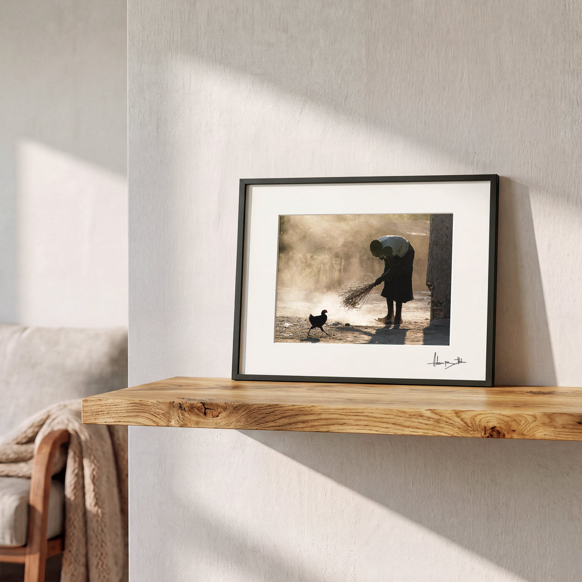 Village Woman Sweeping Photography Print | Namibia, Africa