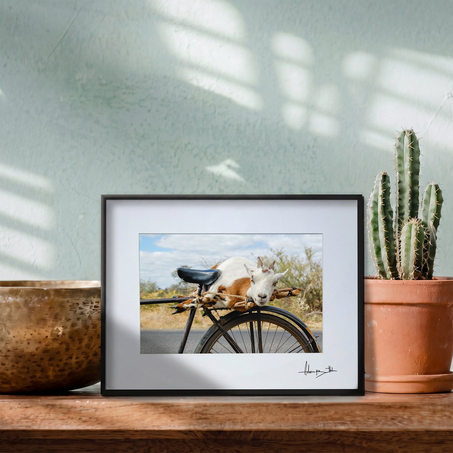 Goat on a Bicycle Print | Zambia